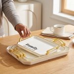 Cream White Rectangular Luxury Serving Tray
