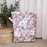 Personalised Fleece Blanket Pink And Grey Floral In Bloom