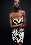 Strappy Dress - Cream & Black Patterned