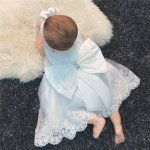 White Lace Dress And Headband With Diamante Detail