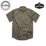 Men's Ss Twill Plain Short Sleeve Shirt - Olive - 5XL