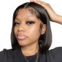 10INCH Sdd Glueless Straight 100%HUMAN Hair Short Wig
