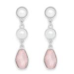 Earrings With Pearl Inlay & Pink Glitter