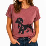 Dog Print T-Shirt Brick Red Large DTS20