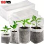 100PCS Biodegradable Planting Bags - Breathable Non-woven Fabric Seedling Pots For Outdoor Gardening Vegetables Fruits & Flowers