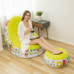 Inflatable Foldable Lounge Chair With Foot Rest - Brown