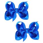 3 Inch Satin Bow For Little Girls - 2 Pcs Dark Blue