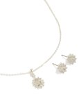 Silver Vintage Diamante Necklace & Earrings Set