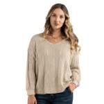 Overdyed Stitch Ribbed Knit Top - Taupe Free