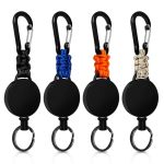Retractable Keychain 4 Pieces Heavy Duty Carabiner Badge Holder Retractable Badge Reel Id Holder Extendable Key Ring Key Holder