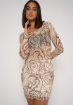 Mesh Crop - Cream Brown Wavy Heart