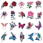 20 Sheets Temporary Tattoos For Women - Waterproof Long-lasting Sexy Chest Arm Waist Butterfly And Rose Tattoo Stickers Variety