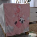 Personalised Fleece Blanket Cherry Blossom Panda Balloon