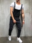 Classic Design Ripped Overalls Men's Casual Medium Stretch Street Style Denim Pants For All Seasons