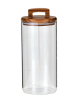 Clear Glass Canister With Wood Lid 10X21CM - None Clear