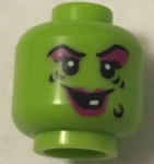 Parts Minifigure Head Female Magenta Lips And Eye Shadow Black Wart And Wrinkles Smile With White Tooth Pattern - Hollow Stud 36