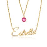 CNE109174G - Gold Plated Sterling Silver Layered Birthstone Name Necklace