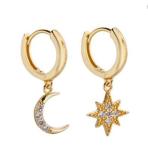 ASTRO Astra Moon And Star Dangle Hoops - Stainless Steel