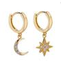 ASTRO Astra Moon And Star Dangle Hoops - Stainless Steel