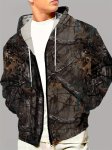 Men's Stylish Zip-up Hoodie With Pockets & Camouflage Print Comfortable Trendy Sweatshirt For Spring And Autumn