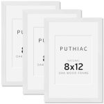 Puthiac 8X12 Solid Oak Wood Picture Frame Fits 6X8 With Mat Or 8X12 Without Mat Wall Or Tabletop Display With Stand Vertical Or