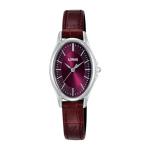 LORUS Women's Quartz Watch Silver Dark Red Sunray Dial
