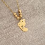 Mamia Personalized Baby Foot Bead Ball Necklace Gold Stainless Steel Ready In 3 Days