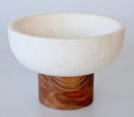 White Marble Bowl With Wooden Base 15X20CM