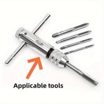 5-PIECE Stainless Steel Tap Set - Precision Thread Tap Kit With T-handle Wrench Male Gear Repair Tools For Metalworking & Machin