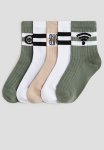 5-PACK Ribbed Socks - Khaki Green & Game Over
