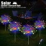 4pcs 320LED Solar Fireworks Lights Outdoor 8 Light Modes 240LED Garden Decorative Lights Starburst Pile Lights Courtyard Balcony Path Lawn Holiday Party Decoration Christmas Decoration