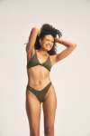 Knot Top & Cheeky Bum Bikini Set - Military Green Large