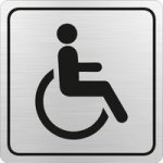 Disabled Toilet Symbolic Sign Black Printed On Brushed Aluminium Acp 150 X 150MM