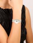 Silver Boho Heart Wrist Cuff