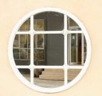 White Distressed 9 Pane Round Mirror – 101CM