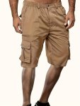 Men's Solid Cargo Shorts With Multi Pockets Casual Shorts For Summer Bermuda Shorts