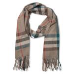 Brown Tarten Knit Tassel Scarf