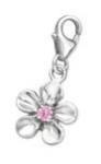 C441-C874 - 925 Sterling Silver Flower With Stone Dangle Charm