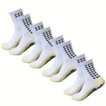 4 Pair Men's Soccer Socks Anti Slip Non Slip Grip Mid Calf Socks For Football Basketball Sports