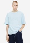 Relaxed Fit Linen-blend T-Shirt - Light Blue