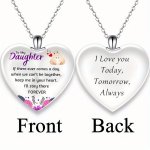 To Daughter Love Heart Crystal Pendant Necklace Elegant Neck Jewelry For Women