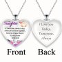 To Daughter Love Heart Crystal Pendant Necklace Elegant Neck Jewelry For Women