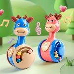Festive Blue Giraffe Tumbler: Musical Baby Toy For Infants 0+ - Perfect For Early Learning And Entertainment