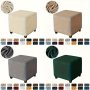 Ultra-soft Velvet Ottoman Cover - Stretchable Square Stool Slipcover With Elastic Band Machine Washable For Living Room Decor