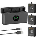 K&f Concept 3 Pack Enduro Batteries & Fast Charger For Gopro Hero 13 Black