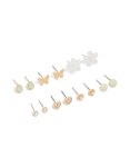 Goldair Gold Diamante & Pearl Flower Earrings 7-PACK