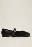 Cotton On Gia Square Mary Jane Ballet - Black Vegan Leather