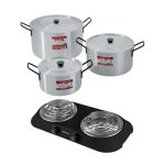 - Emeried Finish Stewpot Set 7 12 21L - 6 Piece & Hotplate
