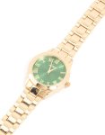 Goldair Gold Green Face Classic Round Roman Numeral Watch