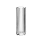 Large Vertical Glass Striped Vase - Transparent